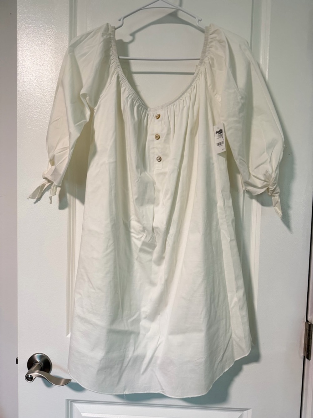 Charlotte Russe Cream Peasant Mini Dress with Tie Sleeves